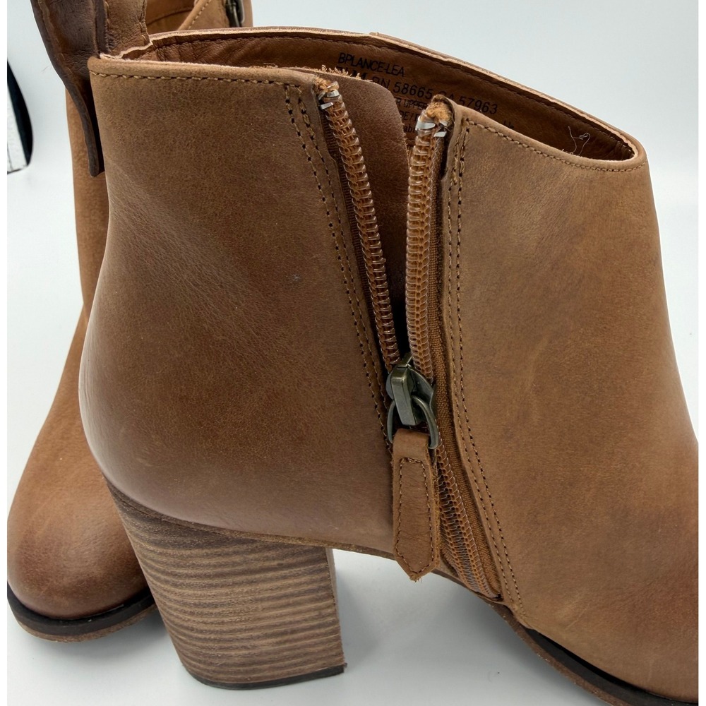 BP Lance Ankle Boots Womens 7.5 Brown Excellent Leather Block Heel Booties - Picture 3 of 10